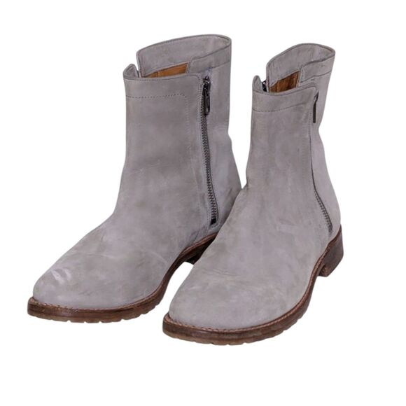 Frye Natalie Light Gray 10B Double Zip Leather Ankle Chelsea Boots Booties Women - Picture 1 of 12